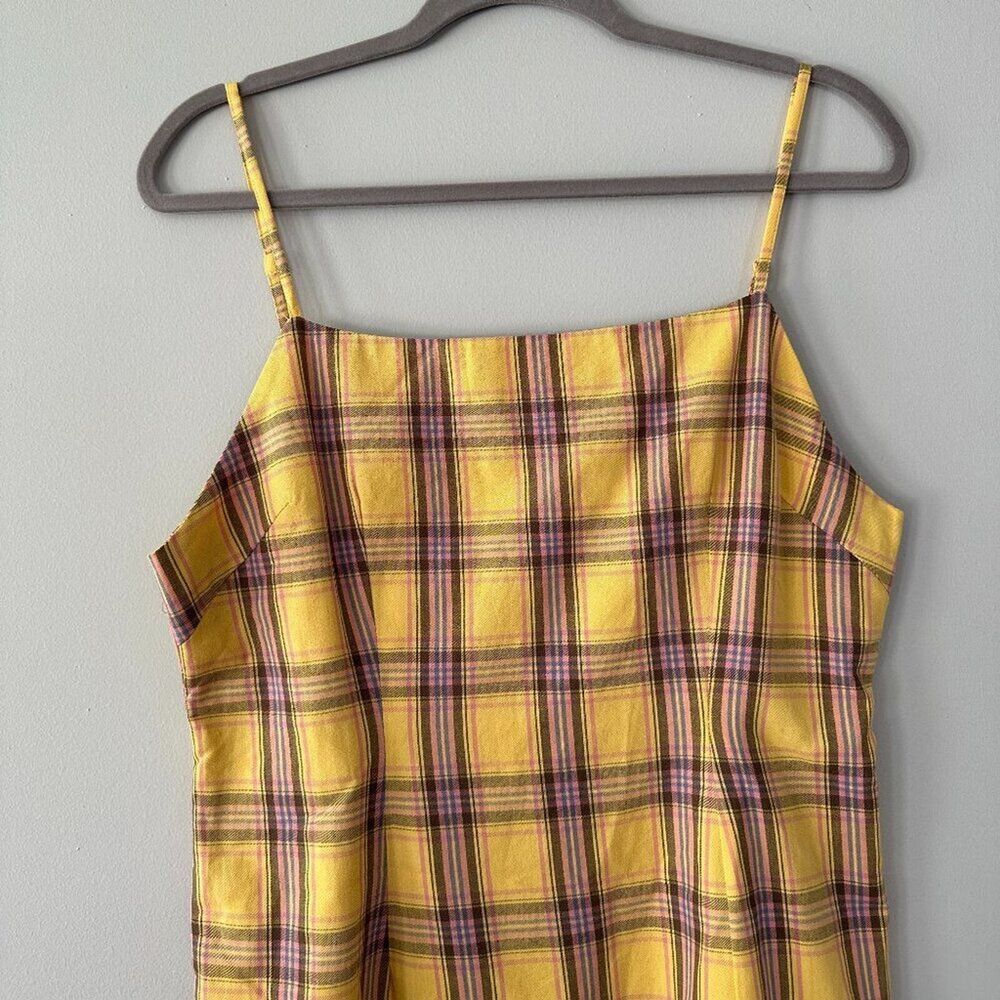 Revolve BB Dakota Slip Dress 10 Yellow Plaid Total Betty Y2K 90s Grunge Clueless - Picture 5 of 11